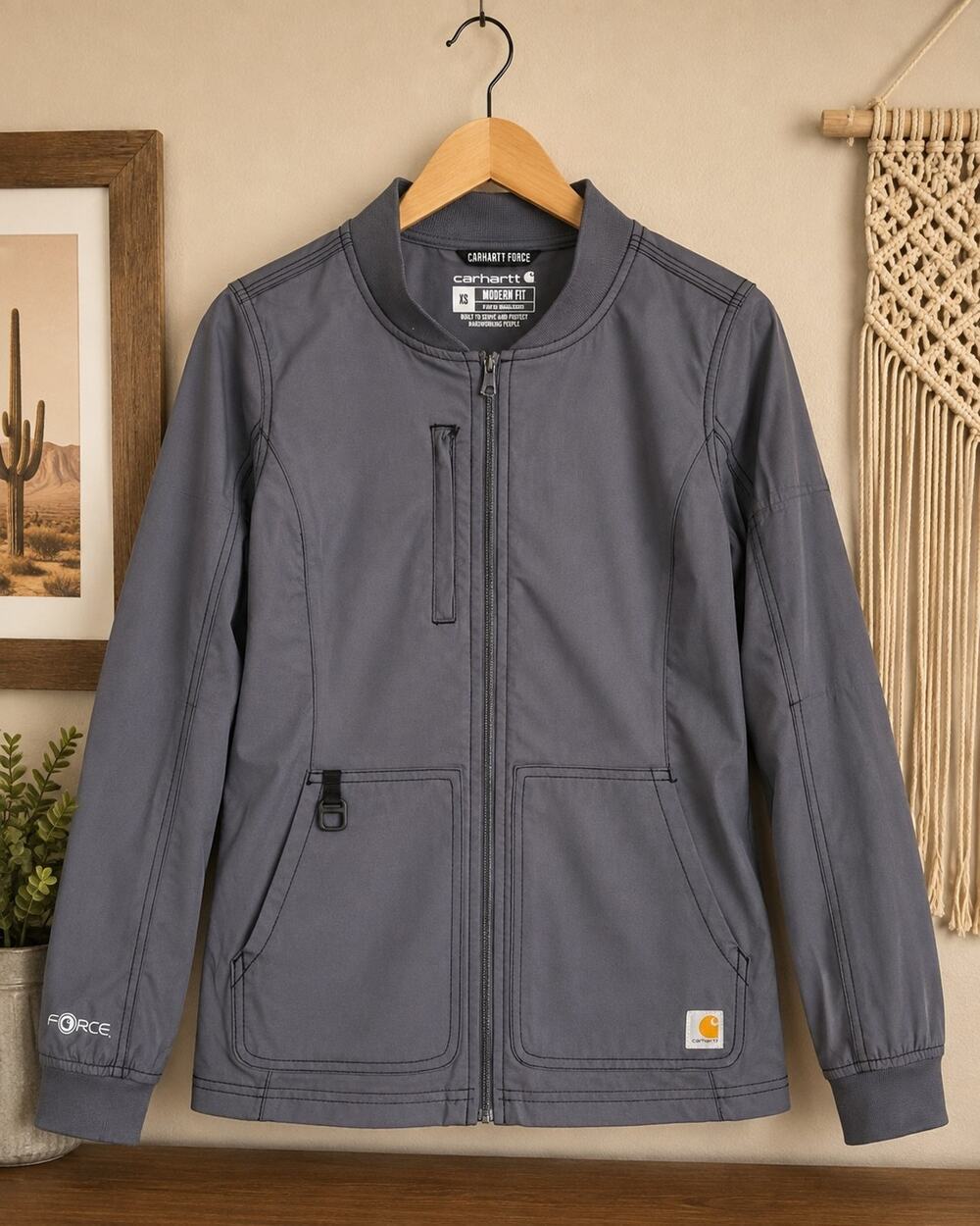Carhartt Force Women’s Modern Fit Full Zip Lightweight Scrub Grey Jacket